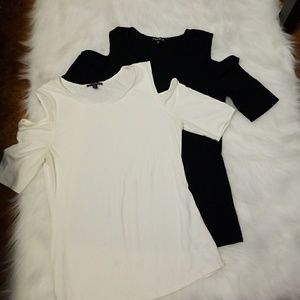 Black and white cold shoulder shirt